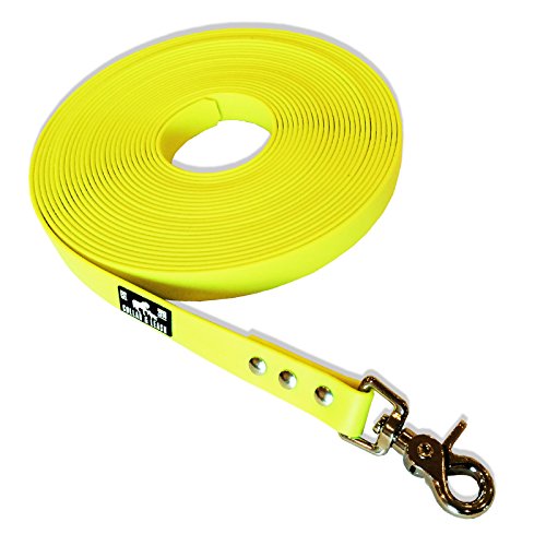 Schleppleine Trainingsleine für Hunde, robust, wetterfest, aus Flacher BIOTHANE® - BETA 16 mm - [6 m] - Neongelb - YE527 von Collar & Leash