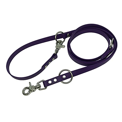 C&L Verstellbare Führleine - 3fach - für Hunde, robust, wetterfest, aus 19 mm BETA BIOTHANE® - 2,00 Meter - violett - VI521 von Collar & Leash