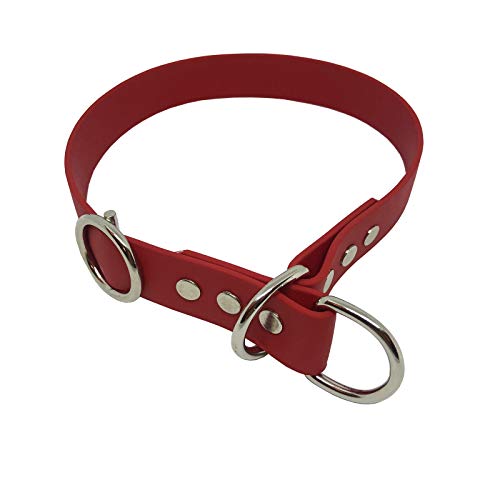 C&L Hundehalsband/Zugstopp aus 25 mm BioThane®- [45 cm] - rot - RD522 von Collar & Leash