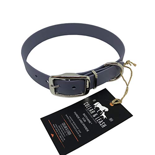 C&L Hundehalsband aus 25 mm BioThane®- [40-48cm] - grau - GY523 von Collar & Leash