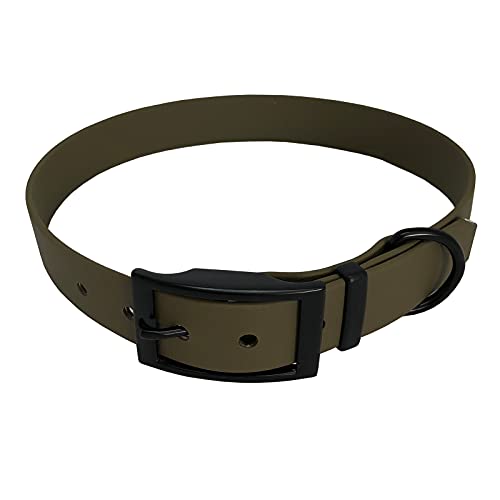 C&L Hundehalsband aus 25 mm BioThane®- [70-78cm] - Military Olive - OD521 - Black Edition von Collar & Leash