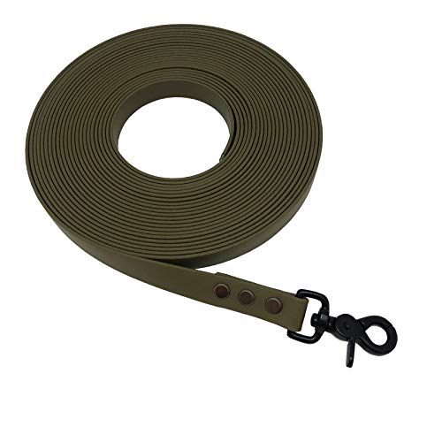 Collar & Leash C&L Schleppleine aus 19 mm BioThane®- 10,00 m - Military Olive - OD521 - Black Edition von Collar & Leash