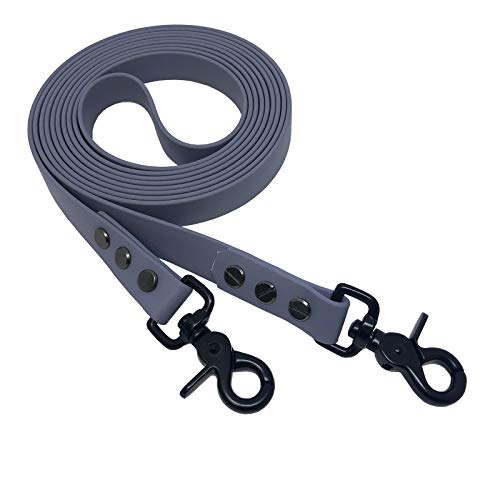 Collar & Leash C&L Geschlossene Zügel/englisch für Pferd - Pony/Pferdezügel aus 19 mm BioThane®- 2,50 m - grau - GY523 - Black Edition von Collar & Leash
