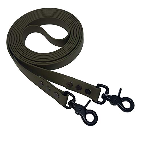 Collar & Leash C&L Geschlossene Zügel/englisch für Pferd - Pony/Pferdezügel aus 19 mm BioThane®- 3,15 m - Military Olive - OD521 - Black Edition von Collar & Leash