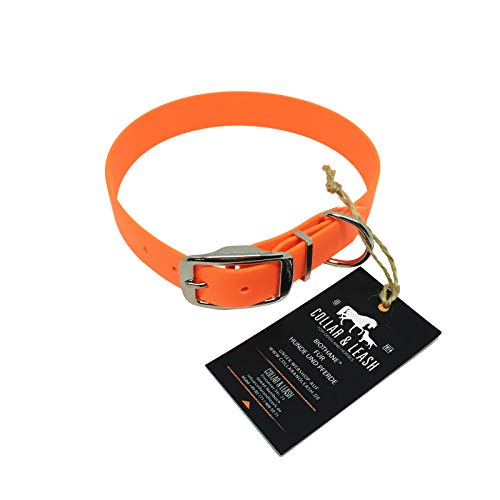Collar & Leash C&L Hundehalsband aus 25 mm BioThane®- [35-43cm] - neon orange - OR522 von Collar & Leash