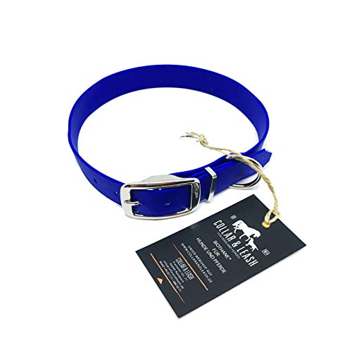 C&L Hundehalsband aus 25 mm BioThane®- [55-63cm] - blau - BU522 von Collar & Leash