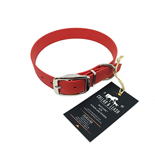 Collar & Leash C&L Hundehalsband aus 25 mm BioThane®- [55-63cm] - rot - RD522 von Collar & Leash