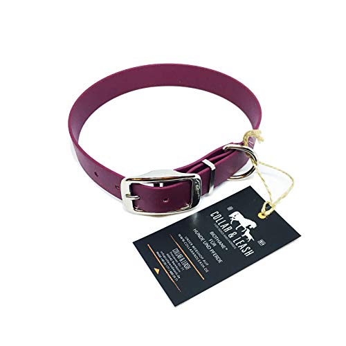 Collar & Leash C&L Hundehalsband aus 25 mm BioThane®- [70-78cm] - weinrot - WN521 von Collar & Leash