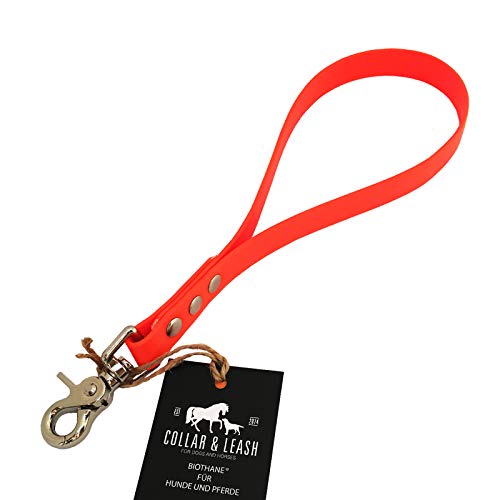 Collar & Leash C&L Kurzführer Hundeleine für Mittel - Große Hunde aus 19 mm BioThane® / 25 cm/Neon Orange von Collar & Leash