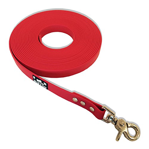 Schleppleine Trainingsleine für Hunde, robust, wetterfest, aus Flacher BIOTHANE® - BETA 16 mm - [5 m] - rot - RD522 von Collar & Leash