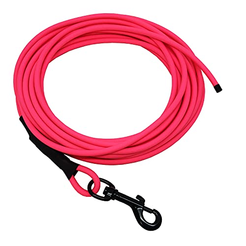 Schleppleine Trainingsleine für Hunde, robust, wetterfest, aus runder BIOTHANE® - Coated 6 mm - [1 m] - Neon Pink - PK521 - Black Edition von Collar & Leash