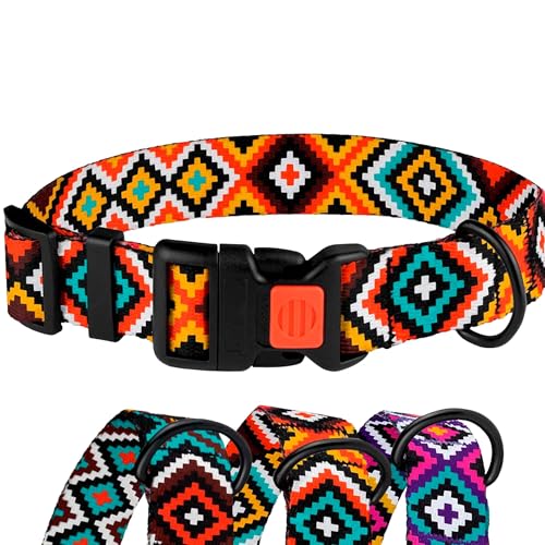CollarDirect Aztec Hundehalsband Verstellbare Nylon Tribal Muster Geometrische Haustier-Halsbänder für Hunde Klein Mittel Groß Welpe Zubehör von CollarDirect