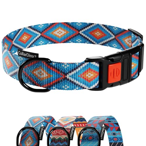 CollarDirect Hundehalsband für kleine, mittelgroße und große Hunde oder Welpen, niedliches einzigartiges Design mit SchnellverschlussSchnalle, Tribalethnisches Aztekenmuster (Aztec, 44-64 cm) von CollarDirect