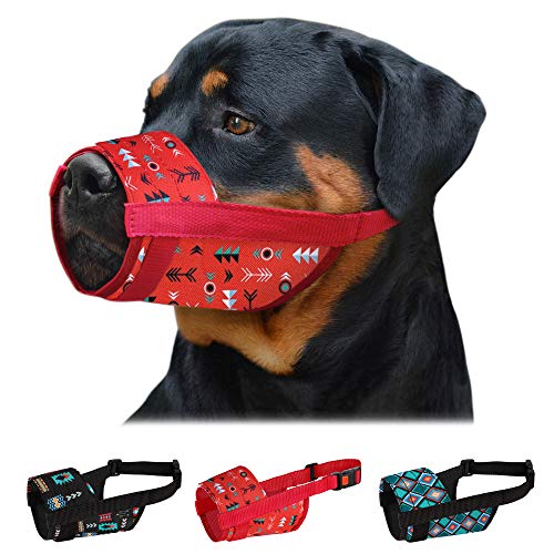 CollarDirect Maulkorb für Hunde – Verstellbarer, weicher, atmungsaktiver Mundschutz aus Tribal-Nylon für kleine, mittlere und große Hunde, Anti-Kauen, Bellen (L/XL) von CollarDirect