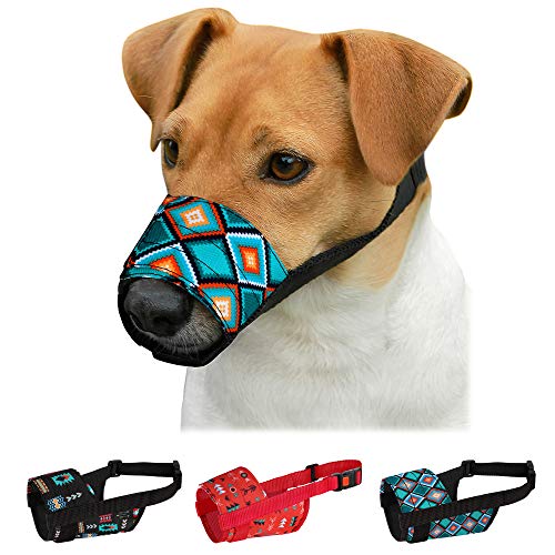 CollarDirect Maulkorb für Hunde – Verstellbarer, weicher, atmungsaktiver Tribal-Nylon-Mundschutz für kleine, mittlere und große Hunde, Anti-Kauen, Bellen S von CollarDirect