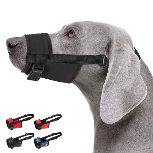 CollarDirect Maulkorb – Verstellbarer, weicher, atmungsaktiver Nylon-Mundschutz für kleine, mittelgroße und große Hunde, Anti-Kauen, Bellen und Beißen (Schwarz, L/XL) von CollarDirect