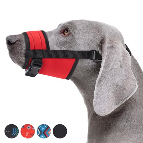 CollarDirect Maulkorb – Verstellbarer, weicher, atmungsaktiver Nylon-Mundschutz für kleine, mittelgroße und große Hunde, Anti-Kauen, Bellen und Beißen (Rot, L/XL) von CollarDirect