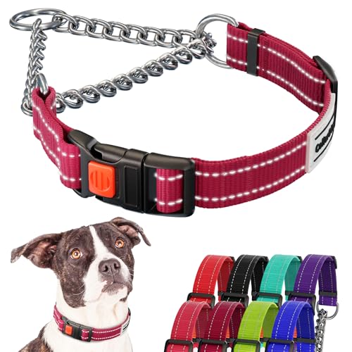 CollarDirect Reflektierendes Hundehalsband, Martingale-Halsbänder, seitliche Schnalle, Kette Training, verstellbare Haustier Halsbänder (Dunkelrot, M, 35-42 cm) CollarDirect Reflektierendes Hundehalsband, Martingale-Halsbänder, seitliche Schnalle, Kette Training, verstellbare Haustier Halsbänder (Dunkelrot, M, 35-42 cm) von CollarDirect