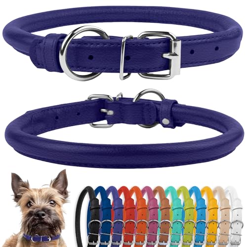 CollarDirect Rundes Leder Hundehalsband, weich gepolstert gerollt, handgefertigtes Echtleder Halsband für Hund Welpe Katze Klein Groß Schwarz Rosa Rot Lila Blau CollarDirect Rundes Leder Hundehalsband, weich gepolstert gerollt, handgefertigtes Echtleder Halsband für Hund Welpe Katze Klein Groß Schwarz Rosa Rot Lila Blau von CollarDirect