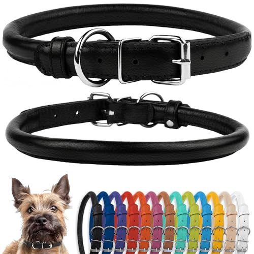 CollarDirect Rundes Leder Hundehalsband, weich gepolstert gerollt, handgefertigtes Echtleder Halsband für Hund Welpe Katze Klein Groß Schwarz Rosa Rot Lila Blau CollarDirect Rundes Leder Hundehalsband, weich gepolstert gerollt, handgefertigtes Echtleder Halsband für Hund Welpe Katze Klein Groß Schwarz Rosa Rot Lila Blau von CollarDirect