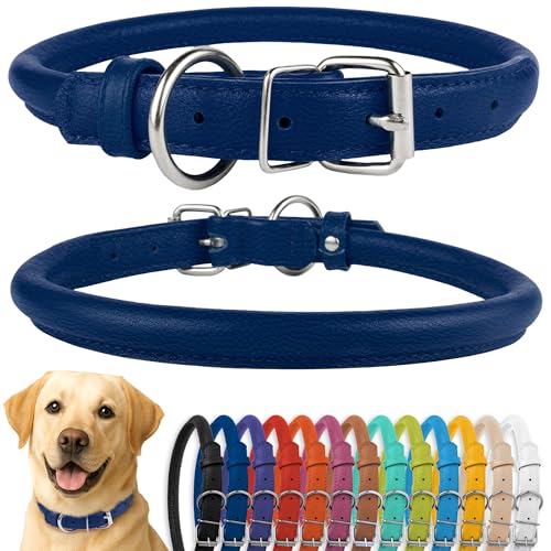 CollarDirect Rundes Leder Hundehalsband, weich gepolstert gerollt, handgefertigtes Echtleder Halsband für Hund Welpe Katze Klein Groß Schwarz Rosa Rot Lila Blau CollarDirect Rundes Leder Hundehalsband, weich gepolstert gerollt, handgefertigtes Echtleder Halsband für Hund Welpe Katze Klein Groß Schwarz Rosa Rot Lila Blau von CollarDirect