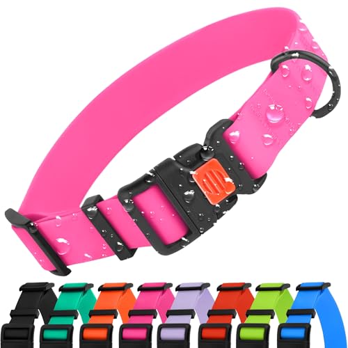 CollarDirect Verstellbares Hundehalsband Buntes Wasserdichtes Halsband für Kleine, Mittlere, Große Hunde, Welpen, Rosa Schwarz Blau Minzgrün Orange von CollarDirect