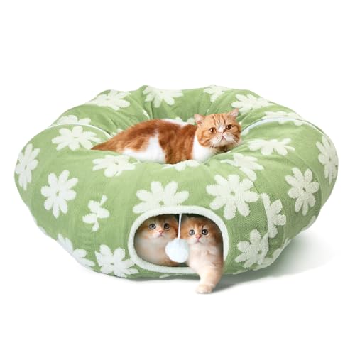 Katzentunnelbett für den Innenbereich, niedlicher Katzen-Donut-Tunnel mit waschbarem, weichem Kreiskissen, zusammenklappbar, rund, interaktives Guckloch, Höhle, Spielplatz, Spielzeug für Kätzchen Katzentunnelbett für den Innenbereich, niedlicher Katzen-Donut-Tunnel mit waschbarem, weichem Kreiskissen, zusammenklappbar, rund, interaktives Guckloch, Höhle, Spielplatz, Spielzeug für Kätzchen von Colnic
