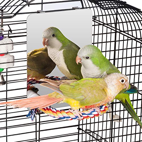 Colorday 18cm Edelstahl Vogel Spiegel mit Seil Perch, Vogelspielzeug (M) von Colorday