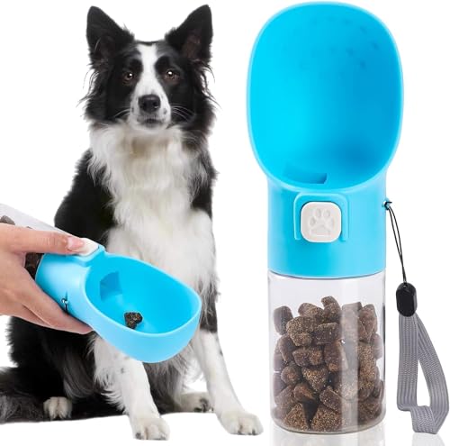 Colorday Futterspender für Haustiere, mit Klicker, Leckerli-Flasche, Leckerli-Beutel, für Training, Spazierengehen, Wandern und Reisen, BPA-freie Materialien, 200ml, Blau von Colorday