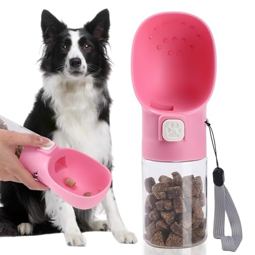 Colorday Hundefutterstation für Hundetraining, Clicker, Leckerli-Flasche, Leckerli-Beutel, für Training, Spazierengehen, Wandern und Reisen, zum Patent angemeldete BPA-freie Materialien, 200 ml, Rosa von Colorday