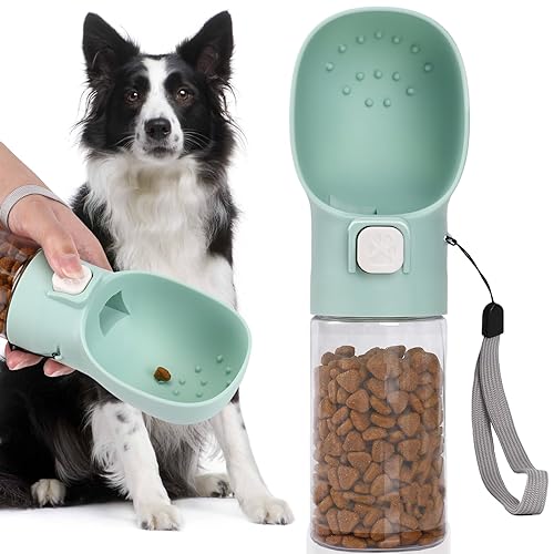 Colorday Hundefutterstation für Hundetraining, Clicker, Leckerli-Flasche, Leckerli-Beutel, für Training, Spazierengehen, Wandern und Reisen, zum Patent angemeldete BPA-freie Materialien, 300ml, Grün von Colorday