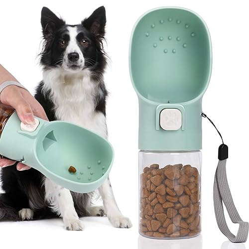 Colorday Hundefutterstation für Hundetraining, Clicker, Leckerli-Flasche, Leckerli-Tasche, für Training, Spazierengehen, Wandern und Reisen, zum Patent angemeldete BPA-freie Materialien, 200ml, Grün von Colorday