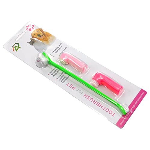 Colorful Outdoor Pet Haustier-Zahnbürste, dreiteiliges Set, Katzen- und Hunde-Fingerzahnbürste, Mundreinigungsbürste, Pflege-Entkalkungsbürste (Farbe zufällig) von Colorful Outdoor