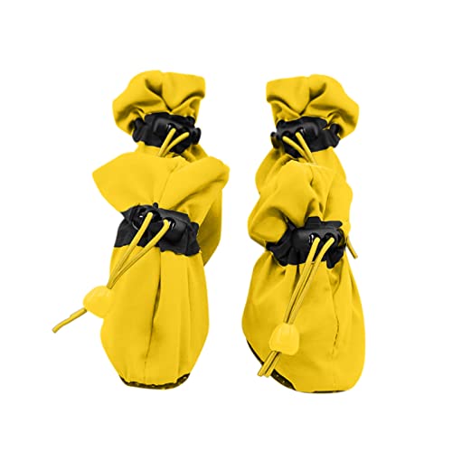 Colorful wasserdichte Hundeschuhe pfotenschutz mit Anti-Rutsch Sohle, Kordelzug-Design, Dog Haustier Schneeschuhe für Kleiner mittelgroße große Hunde (Gelb, 2) von Colorful Outdoor