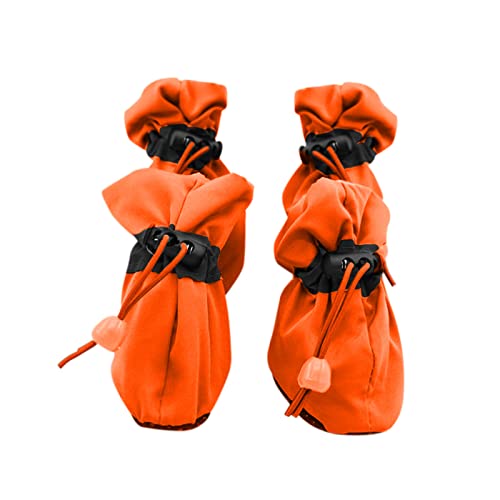 Colorful wasserdichte Hundeschuhe pfotenschutz mit Anti-Rutsch Sohle, Kordelzug-Design, Dog Haustier Schneeschuhe für Kleiner mittelgroße große Hunde (Orange, 6) von Colorful Outdoor