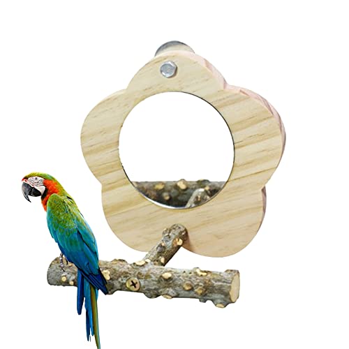 Colrid Papageien Vogelspiegel, Vogel Spiegel mit Barsch, Holzspiegel mit Landeplatz, Einfach zu installierender Papageienvogel-Spielzeugspiegel mit Stehstange - Papageien-Barsch-Kletterzubehör Colrid Papageien Vogelspiegel, Vogel Spiegel mit Barsch, Holzspiegel mit Landeplatz, Einfach zu installierender Papageienvogel-Spielzeugspiegel mit Stehstange - Papageien-Barsch-Kletterzubehör von Colrid