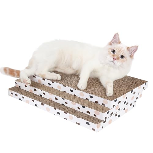 ComSaf 3er-Set Katzenkratzer Karton, Kratzen Pad Recycle Wellpappe Scratcher Kratzpappe für Katzen Nachfüllung Kein Äußerer Karton, 43 x 26 x 2.5 cm von ComSaf