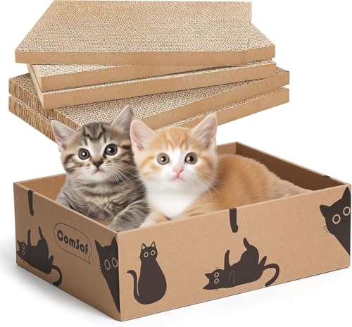 ComSaf Katzenkratzbrett, 5 Schichten Design Katzenkratzpad, Wellpappe Katzenkratzer, Reversible Katzenkratzbox für Katzen, Karton Katzenbett, Spielen, Schlafen ComSaf Katzenkratzbrett, 5 Schichten Design Katzenkratzpad, Wellpappe Katzenkratzer, Reversible Katzenkratzbox für Katzen, Karton Katzenbett, Spielen, Schlafen von ComSaf