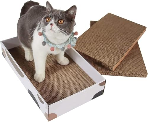 ComSaf 3er-Set Katzen Kratzbrett, Katzen Spielzeug Wellpappe Kratzbrett, Recycelbar katzenkratzbretter und Qualitäts kratzpappe für Katzen, 43 x 26 x 2.5 cm von ComSaf