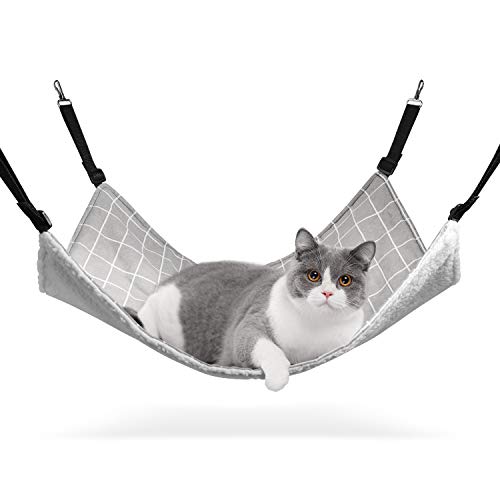 ComSaf Wendbare Katzen-Hängematte, atmungsaktive Haustierkäfig-Hängematte mit verstellbaren Gurten und Metallhaken, andere Kleintiere, 55.9x48.3 cm von ComSaf