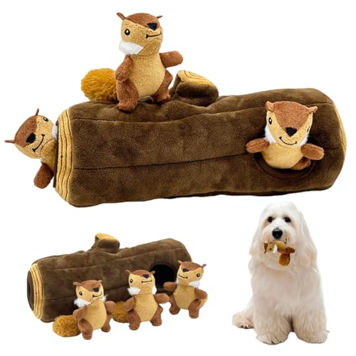 Comebachome Interaktiver Hund Spielzeug, 26 cm Plüschbaumloch mit Eichhörnchen Hund kauen Spielzeug für kleine mittlere große Hunde Comebachome Interaktiver Hund Spielzeug, 26 cm Plüschbaumloch mit Eichhörnchen Hund kauen Spielzeug für kleine mittlere große Hunde von Comebachome