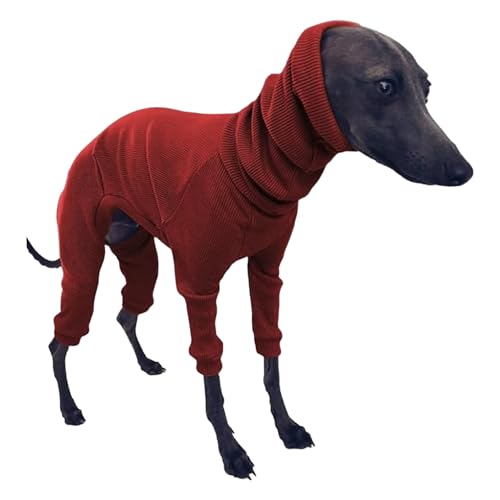 Comebachome Windhundpullover für Hunde, weicher Baumwollpyjamas vierbeiniger Windhundkleidung mit Kapuze mit Kapuzenhippet-Pyjamas, Warmer Hundemantel (L) von Comebachome