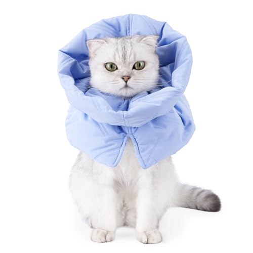 Katzenkegelkragen, Katzenkegelkragen einstellbare warme weiche Katzenkegel Anti-Kratzer-Stop Licking Folding Cat Recovery Hals von Comebachome
