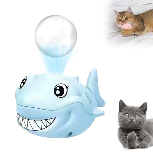 ComedyKing Floating Ball Cat Toy, 2025 Neuestes Katzenspielzeug Elektrisch Katzenball, Interaktives Katzenspielzeug Ball Wal schwimmendes Spielzeug mit USB Wiederaufladbarer für Katzen (Blau Hai) von ComedyKing