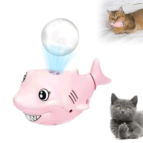 ComedyKing Floating Ball Cat Toy, 2025 Neuestes Katzenspielzeug Elektrisch Katzenball, Interaktives Katzenspielzeug Ball Wal schwimmendes Spielzeug mit USB Wiederaufladbarer für Katzen (Rosa Hai) von ComedyKing