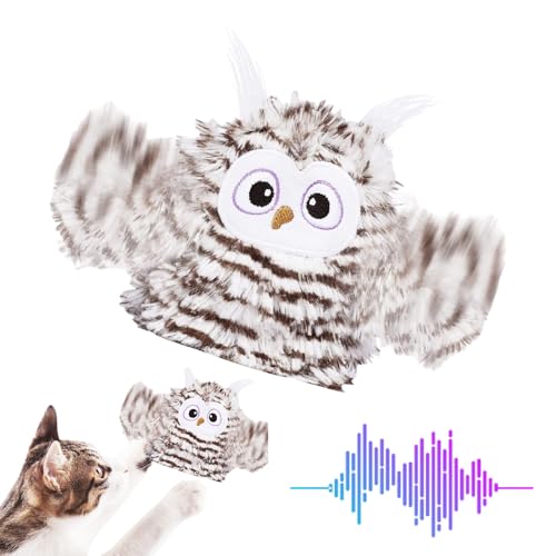 ComedyKing Elektrisches Interaktives Katzenspielzeug Vogel, Zwitschern und Flattern, Chirping Owl Cat Toy, Wiederaufladbar (1pcs) von ComedyKing