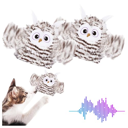 ComedyKing Elektrisches Interaktives Katzenspielzeug Vogel, Zwitschern und Flattern, Chirping Owl Cat Toy, Wiederaufladbar (2 Stück) von ComedyKing