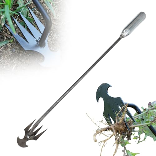 ComedyKing Unkraut Entferner Gerät, 2025 Neu Unkraut Artefakt Entwurzelungs Werkzeug mit Silicone stiel, Gartenwerkzeug, Hand Unkrautstecher für Gras Graben Umpflanzen Jäten (Silber lang) von ComedyKing