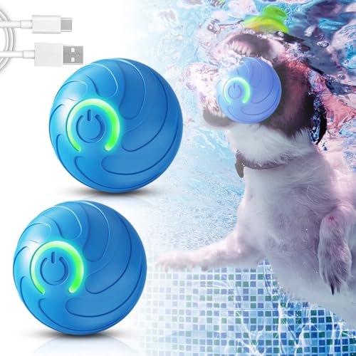 Interaktives Hundespielzeug Ball, Interaktiver Spielball für Hunde Katzenspielzeug, Elektrischer Hundeball Spielzeug, 360° Smart Rolling Pet Ball Ballmaschine Hund für Katzen und Hunde (Blau*2) von ComedyKing