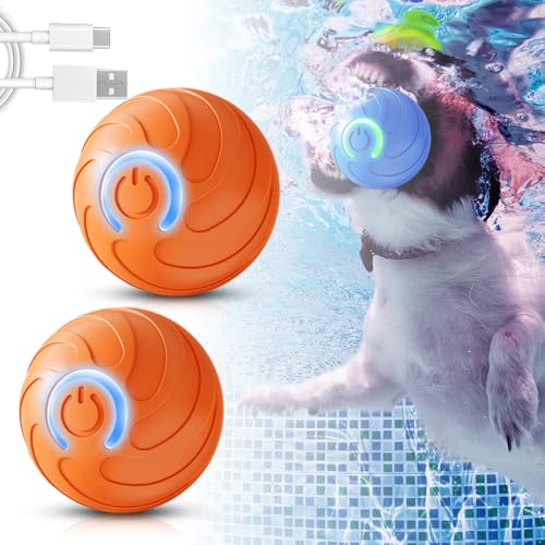 Interaktives Hundespielzeug Ball, Interaktiver Spielball für Hunde Katzenspielzeug, Elektrischer Hundeball Spielzeug, 360° Smart Rolling Pet Ball Ballmaschine Hund für Katzen und Hunde (Orange*2) von ComedyKing